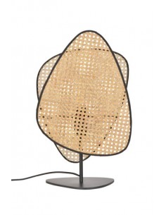 Lampe Screen de Market set à poser base en métal peint avec 2 écrans en cannage pour abat jour.