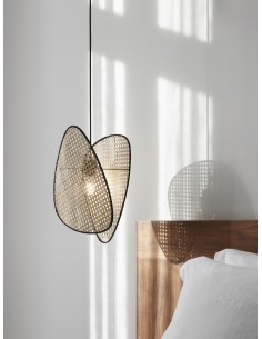 Suspension Screen XS Market Set en métal peint et 2 écrans en cannage naturel.