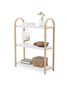 Etagère basse autoportante à poser trois niveaux blanc et bois naturel Bellwood de Umbra
