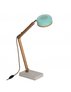 Lampe design Piffany Hipp - base ciment Lampe de table à LED, design scandinave bois de frêne vintage. 2