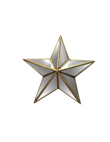 Miroir déco étoile 10 facettes doré - miroir décoratif étoilé 35 cm