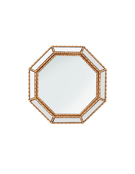 Miroir vénitien hexagonal 24 cm doré - Décoratif et pratique.