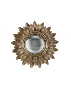 Miroir déco rond feuilles doré incurvé 20 cm - Décoratif et pratique