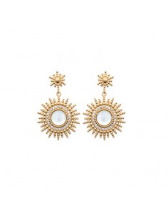Paire de boucles d'oreille soleil plaqué or et nacre