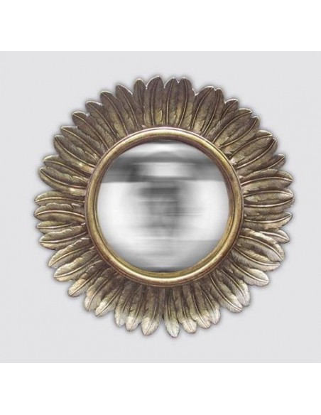 Miroir déco rond plumes doré incurvé 22 cm - Décoratif et pratique