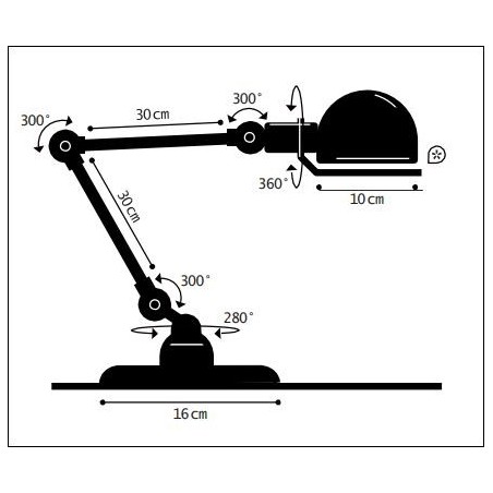 Lampe Jieldé signal 2 bras 30cm vert Vespa - idéal pour bureau ou petite table - Design JLD - Made in France