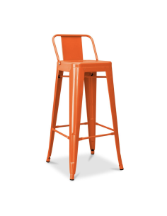Tabouret Tolix H haut 75cm orange texturé mat avec petit dossier 2
