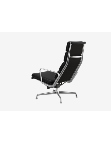Eames Soft Pad Lounge Chair et ottoman EA222 et EA223 Charles & Ray Eames chrome et cuir noir