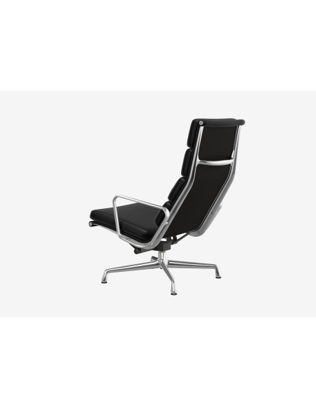 Eames Soft Pad Lounge Chair et ottoman EA222 et EA223 Charles & Ray Eames chrome et cuir noir