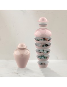 Service de vaisselle empilable vase Ibride Qing Rose Alhambra - pour 4 personnes