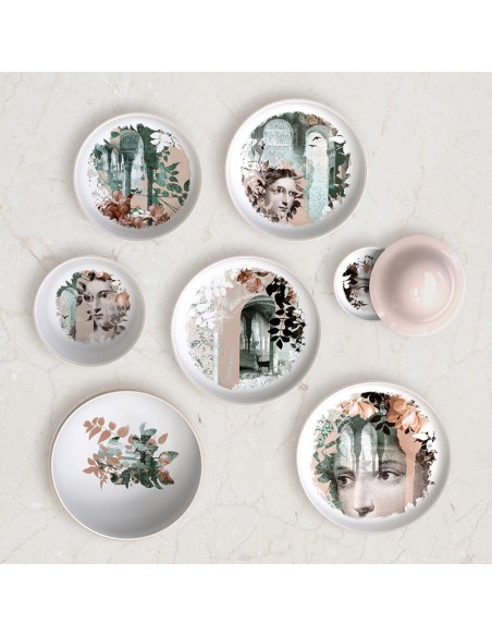 Service de vaisselle empilable vase Ibride Qing Rose Alhambra - pour 4 personnes