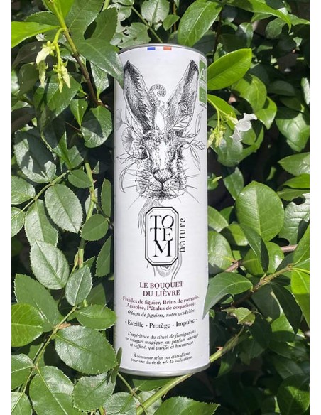 Bouquet du Lièvre Totem Nature - Encens naturel - Figuier, Romarin, Armoise et Coquelicots.