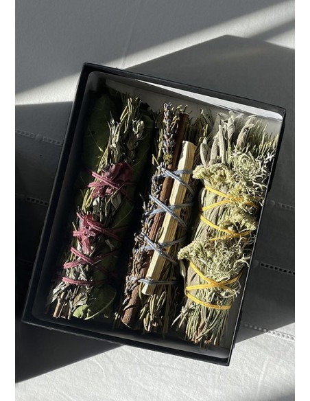 Coffret de 3 bouquets "Éveil" : Bouquets du lièvre, de la Chouette et du Loup - Totem Nature - Encens naturel
