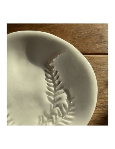 Coupelle en céramique crème motif fougère pour bouquets Totem Nature - Encens naturel de fumigation