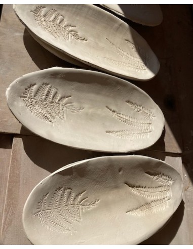 Coupelle en céramique crème motif fougère pour bouquets Totem Nature - Encens naturel de fumigation