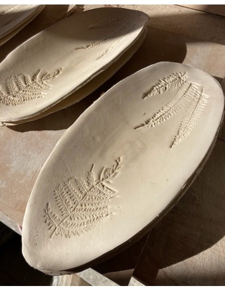 Coupelle en céramique crème motif fougère pour bouquets Totem Nature - Encens naturel de fumigation