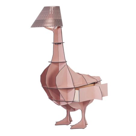 Lampe et meuble Ibride de chevet à poser avec tiroir et chargeur usb