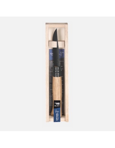 Couteau Opinel N°08 Chêne Black - lame noir mat