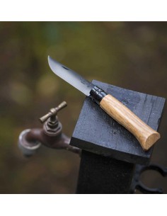 Couteau Opinel N°08 Chêne Black - lame noir mat