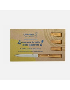 Coffret de 4 couteaux Opinel de table N°125 manche en bois d'olivier - Bon Appétit Sud 2