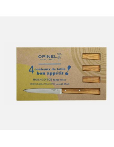 Coffret de 4 couteaux Opinel de table N°125 manche en bois d'olivier - Bon Appétit Sud