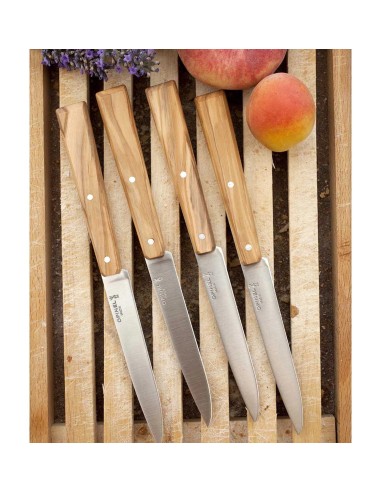 Coffret de 4 couteaux Opinel de table N°125 manche en bois d'olivier - Bon Appétit Sud