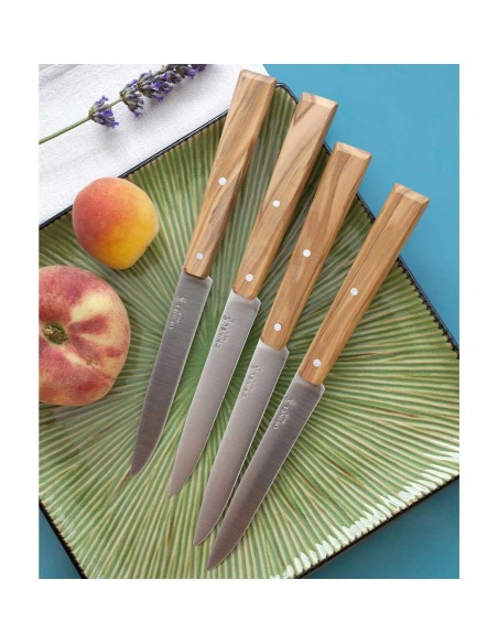 Coffret de 4 couteaux Opinel de table N°125 manche en bois d'olivier - Bon Appétit Sud