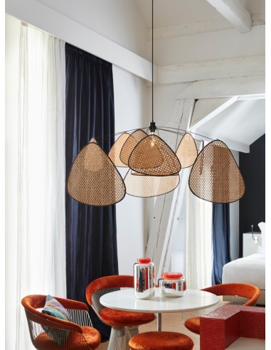 Suspension lumineuse SCREEN XL en cannage Market Set