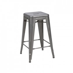 Tabouret Tolix H haut 65cm métal brut vernis brillant