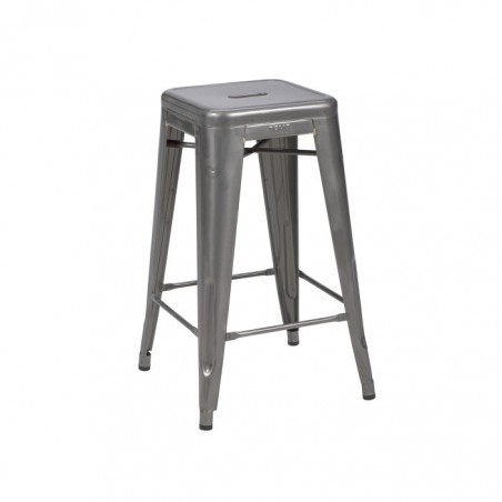 Tabouret Tolix H haut 65cm métal brut vernis brillant