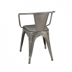 Fauteuil Tolix A56 en métal brut verni brillant designer Jean Pauchard 2