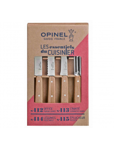 Coffret Opinel 4 couteaux cuisine Les Essentiels Naturel : office, cranté, légumes, éplucheur 2