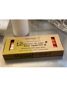 Coffret de 12 couteaux Opinel bon appétit mandarine manche en charme