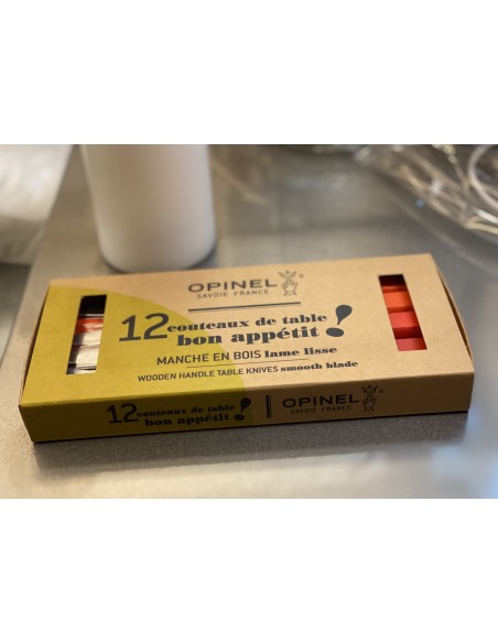 Coffret de 12 couteaux Opinel bon appétit mandarine manche en charme