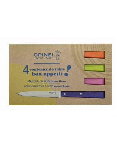 Coffret Opinel de 4 couteaux de table N°125 Bon Appétit Pop