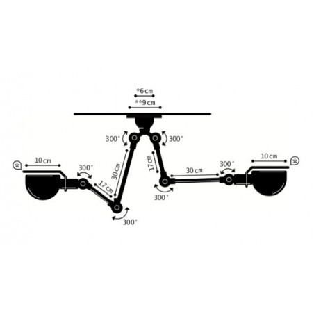 Suspension Jieldé Signal SKY3773 4 bras, 2 globes réflecteurs Suspension Jieldé Signal SKY3773 4 bras, 2 globes réflecteurs