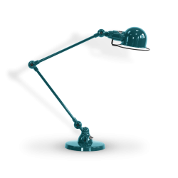 Lampe Jieldé signal de bureau ou table 2 bras 30cm bleu océan brillant verni - Design JLD- Made in France