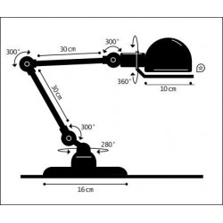 Lampe Jieldé de bureau ou table 2 bras 30cm or nacré doré brillant verni. 2