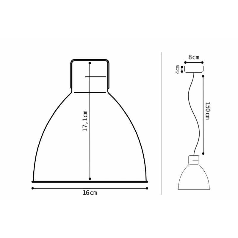 Suspension Jieldé Augustin A160 noir brillant intérieur or fil doré