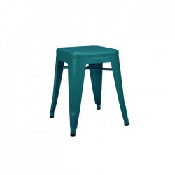Tabouret Tolix H 45cm métal bleu vert canard mat