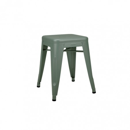 Tabouret Tolix H 45cm métal vert lichen mat fine texture