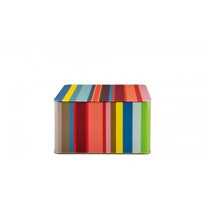 Lot de 3 boites à biscuit en métal à rayures multicolores